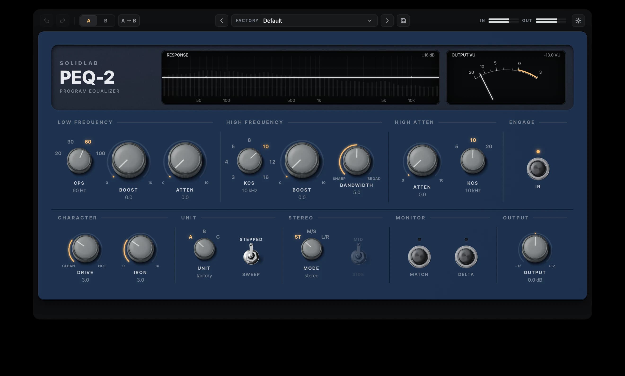 PEQ-2 Program Equalizer plugin interface